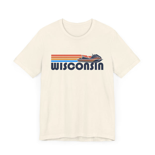 Wisconsin T Shirt - Retro Jetski PWC Graphic Wisconsin Tee