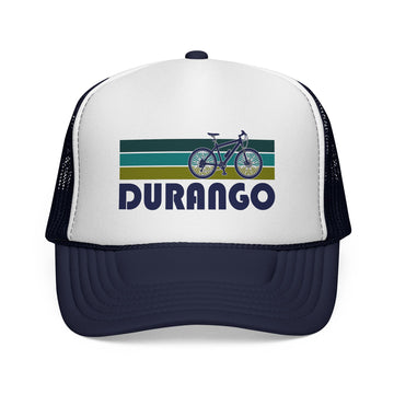 Buy dark-navy Durango, Colorado Retro Bike Trucker Hat - Vintage Style Durango Cap