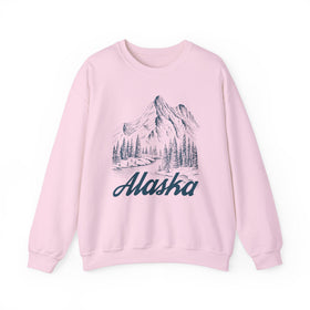 Buy light-pink Alaska Sweatshirt - Mountain Illustration Graphic Crewneck