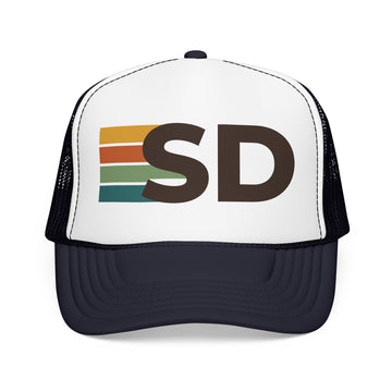 Buy navy-white-navy San Diego, California Trucker Hat - SD retro cap