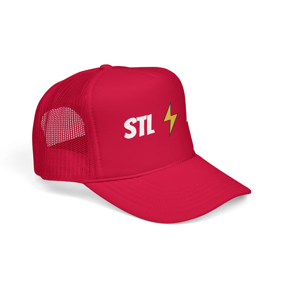 St. Louis, Missouri Retro Trucker Hat - Lightning Foam Cap - Lightning Black