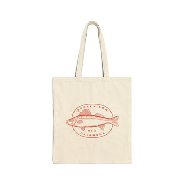 Broken Bow, Oklahoma Fishing Canvas Tote Bag - 15" x 16"