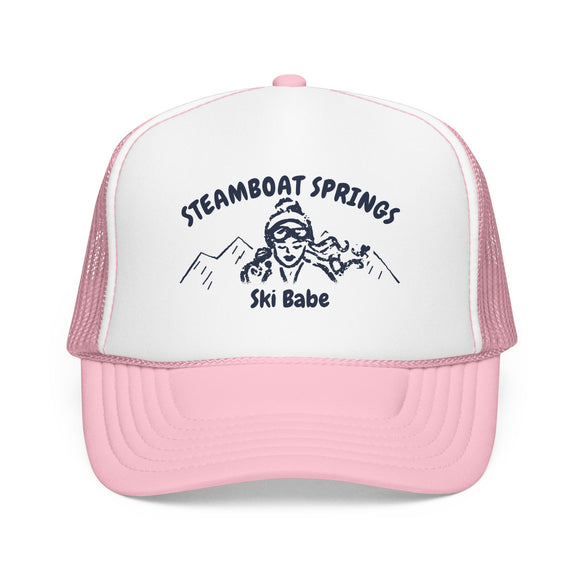 Steamboat Springs, Colorado Ski Babe Trucker Hat — Foam Mesh Cap