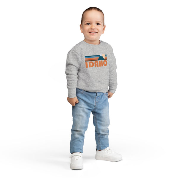 Idaho Toddler Sweatshirt - Retro Mountain Idaho Toddler Crewneck Sweatshirt
