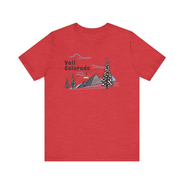 Buy heather-red Vail, Colorado T-Shirt - Retro Ski Mountain Gondola Unisex Vail Shirt