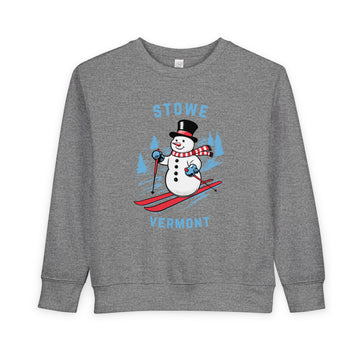 Stowe, Vermont Toddler Sweatshirt - Skiing Snowman Stowe Toddler Crewneck Sweatshirt - 0