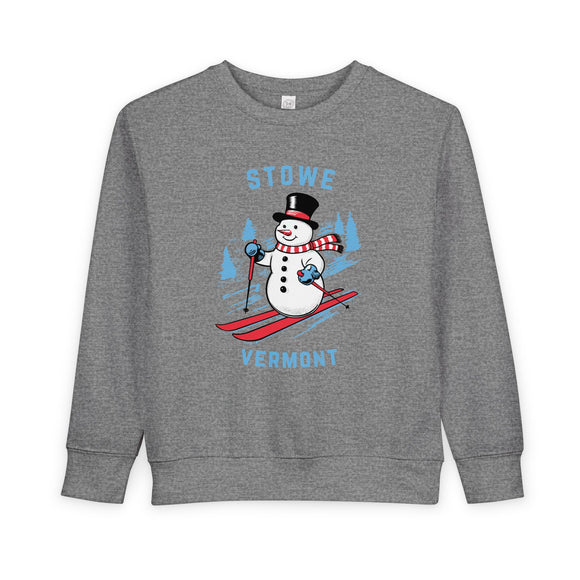 Stowe, Vermont Toddler Sweatshirt - Skiing Snowman Stowe Toddler Crewneck Sweatshirt