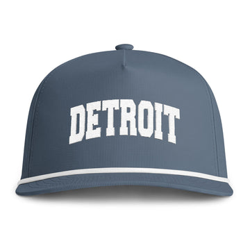 Detroit, Michigan Embroidered Rope Hat - Vintage Sunwashed Rope Cap, Comfort Colors