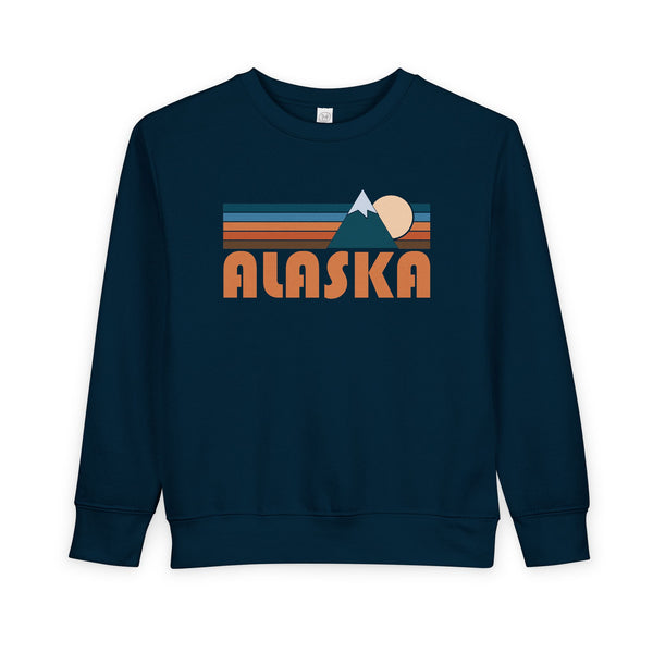 Alaska Toddler Sweatshirt - Retro Mountain Alaska Toddler Crewneck Sweatshirt