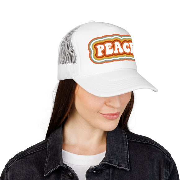 Retro Peace Trucker Hat Boho