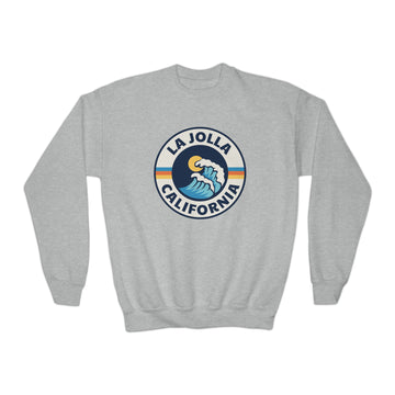 Buy sport-grey La Jolla, California Youth Sweatshirt - Unisex Kid's La Jolla Crewneck Sweatshirt
