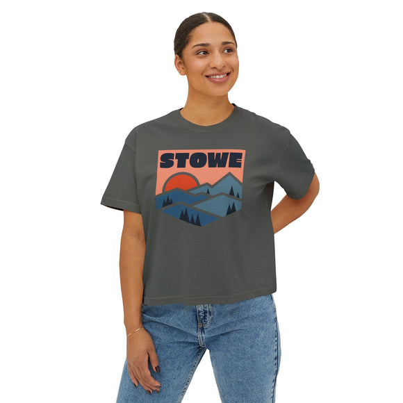 Women's Stowe, Vermont Boxy Graphic Tee - Slightly Cropped