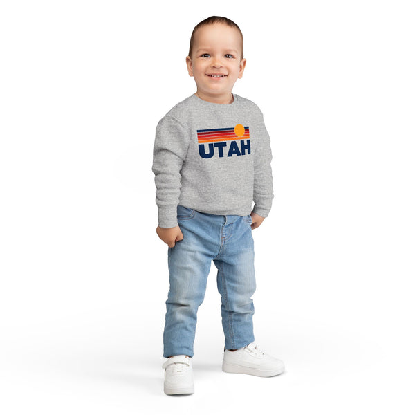Utah Toddler Sweatshirt - Retro Sun Utah Toddler Crewneck Sweatshirt