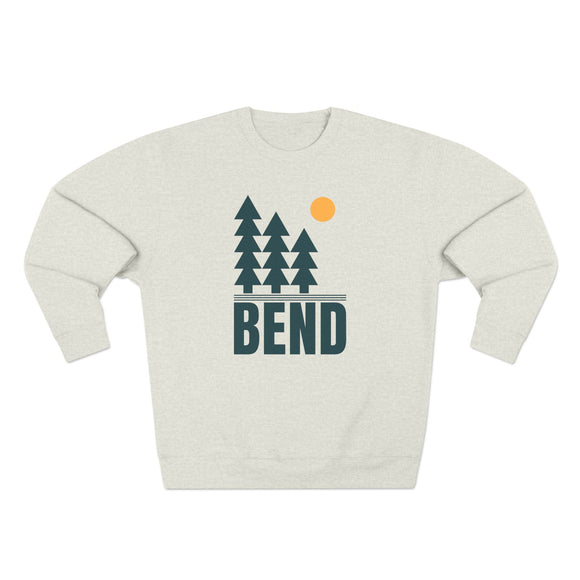 Premium Bend, Oregon Pine Tree Graphic Sweatshirt — Retro Nature Crewneck