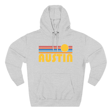 Buy heather-grey Austin, Texas Hoodie - Retro Sun Unisex Sweatshirt