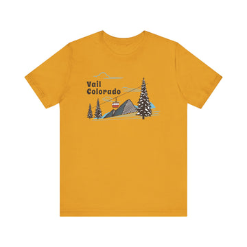 Buy mustard Vail, Colorado T-Shirt - Retro Ski Mountain Gondola Unisex Vail Shirt