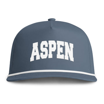 Aspen, Colorado Embroidered Rope Hat - Vintage Sunwashed Rope Cap, Comfort Colors