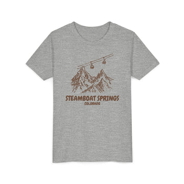 Buy athletic-heather Steamboat Springs, Colorado Youth T-Shirt — Vintage Gondola Ski Mountain Tee