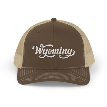 Buy brown-khaki Wyoming Snapback Trucker Cap - Embroidered Wyoming Hat
