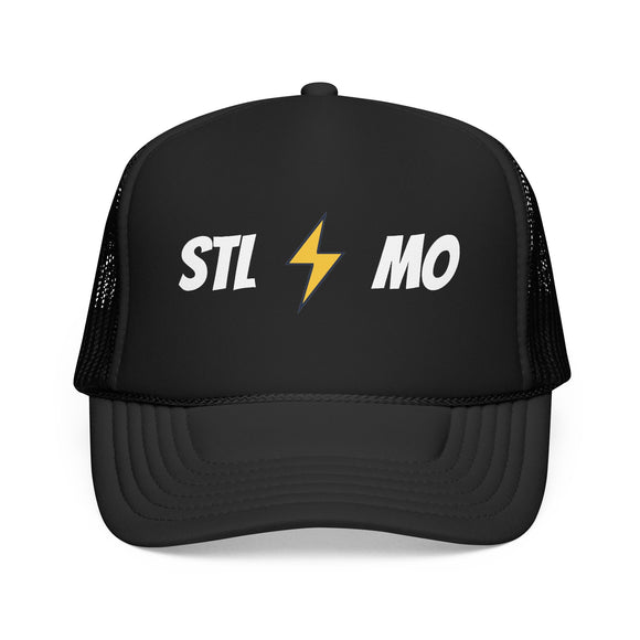 St. Louis, Missouri Retro Trucker Hat - Lightning Foam Cap - Lightning Black