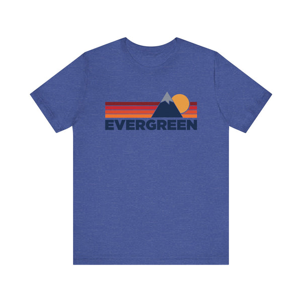 Retro Evergreen, Colorado T-shirt, Mountain Tee, Vintage Evergreen Unisex Jersey Shirt, Outdoor Hiking Apparel