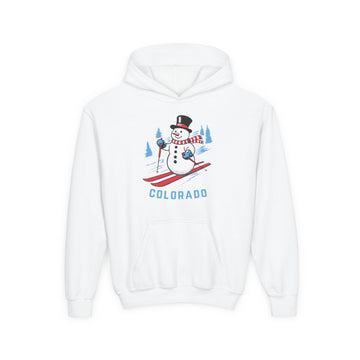 Colorado Youth Hoodie - Skiing Snowman Kids Colorado Hooded Sweatshirt