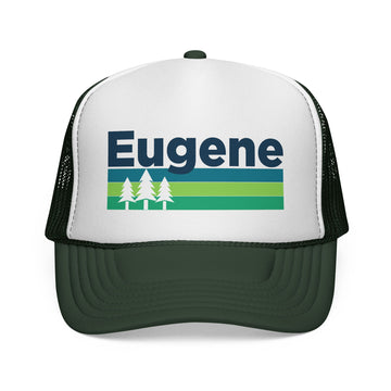 Buy dark-green Eugene, Oregon Retro Trees Trucker Hat - Vintage Style Eugene Cap