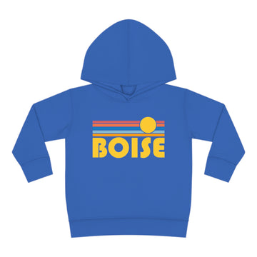 Buy vintage-royal Boise, Idaho Toddler Hoodie - Retro Sunrise Unisex Boise Toddler Sweatshirt