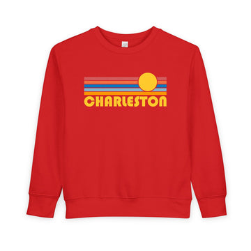 Buy red Charleston, South Carolina Toddler Sweatshirt - Retro Sun Charleston Toddler Crewneck Sweatshirt
