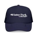 Kids Winter Park, Colorado Trucker Hat Foam - Youth Snapback on white background