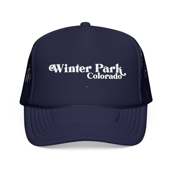 Kids Winter Park, Colorado Trucker Hat Foam - Youth Snapback on white background