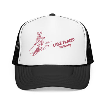Buy black-white Lake Placid, New York Ski Bunny Foam Trucker Hat