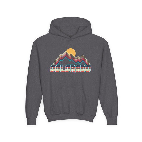Colorado Youth Hoodie - Retro Mountain Colorado Youth Sweatshirt