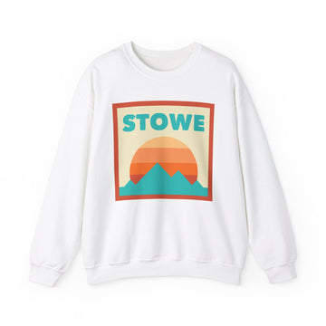 Retro Stowe, Vermont Sweatshirt, Mountain Sun Design, Unisex Crewneck, Gift for Outdoorsy Friends, Vintage Stowe, Vermont Jumper