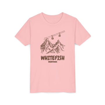 Buy pink Whitefish, Montana Youth T-Shirt — Vintage Gondola Ski Mountain Tee