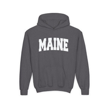 Buy dark-heather Maine Youth Hoodie - Kids Maine Hooded Sweatshirt