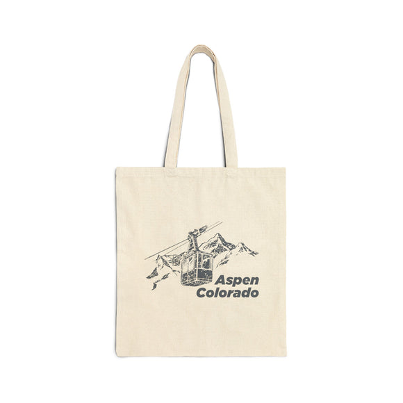 Aspen, Colorado Cotton Canvas Tote Bag - 15" x 16"