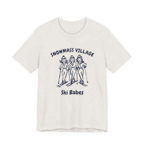 Snowmass Village, Colorado Ski Babes T‑Shirt — Retro Skiing Graphic Tee