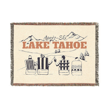 Lake Tahoe, California Ski Town Throw Blanket | Mountain Woven Blanket