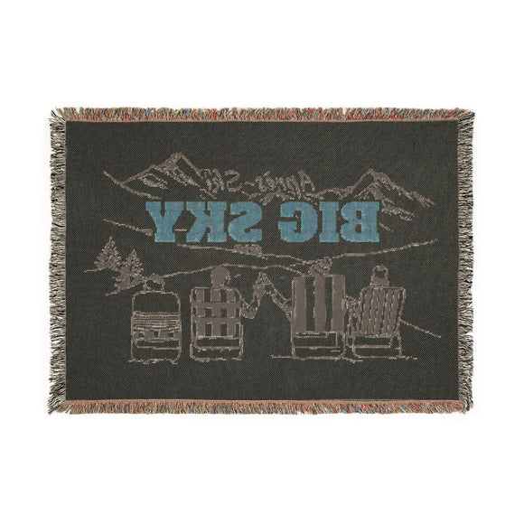 Big Sky, Montana Ski Town Throw Blanket | Mountain Woven Blanket