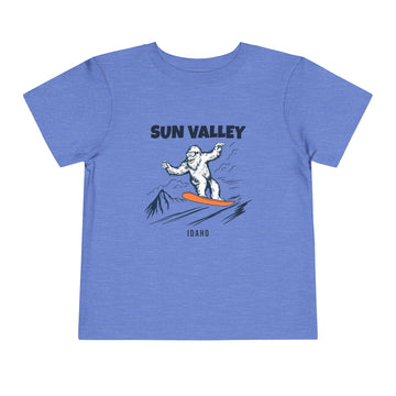 Buy heather-columbia-blue Sun Valley, Idaho Yeti Snowboard Toddler Tee