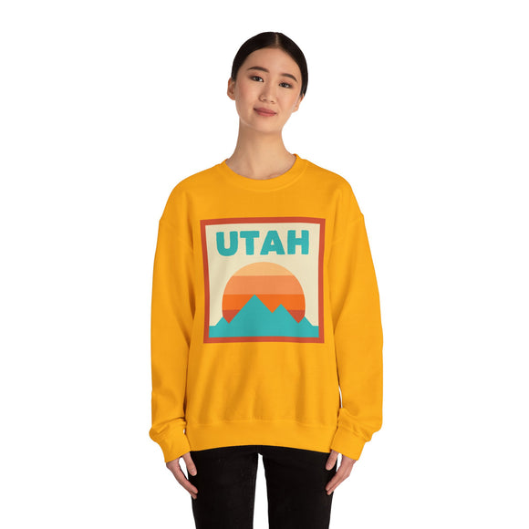 Retro Utah Sweatshirt, Mountain Sun Design, Unisex Crewneck, Gift for Outdoorsy Friends, Vintage Utah Jumper