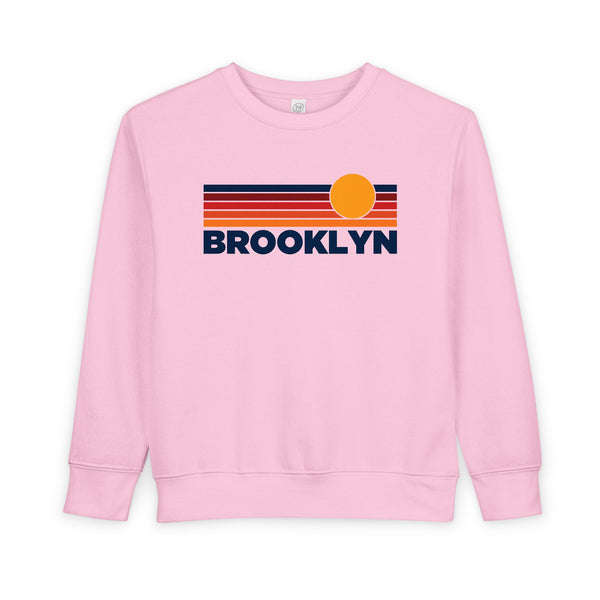 Brooklyn, New York Toddler Sweatshirt - Retro Sun Brooklyn Toddler Crewneck Sweatshirt