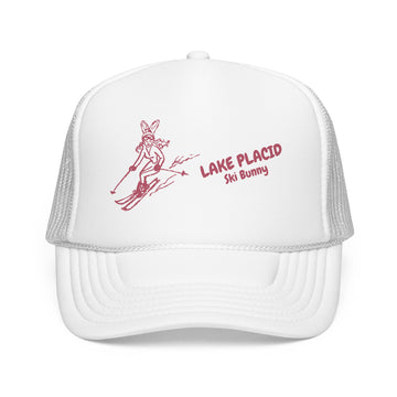 Buy white Lake Placid, New York Ski Bunny Foam Trucker Hat