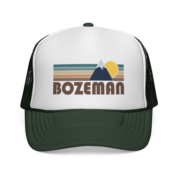 Bozeman, Montana Retro Mountains Trucker Hat - Vintage Style Bozeman Cap