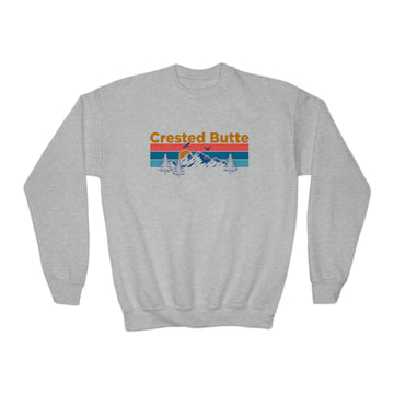 Buy sport-grey Crested Butte Youth Sweatshirt - Unisex Kid's Crested Butte Crewneck Sweatshirt