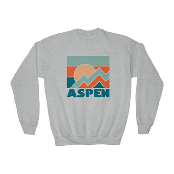 Buy sport-grey Aspen, Colorado Youth Sweatshirt - Unisex Kid's Aspen Crewneck Sweatshirt