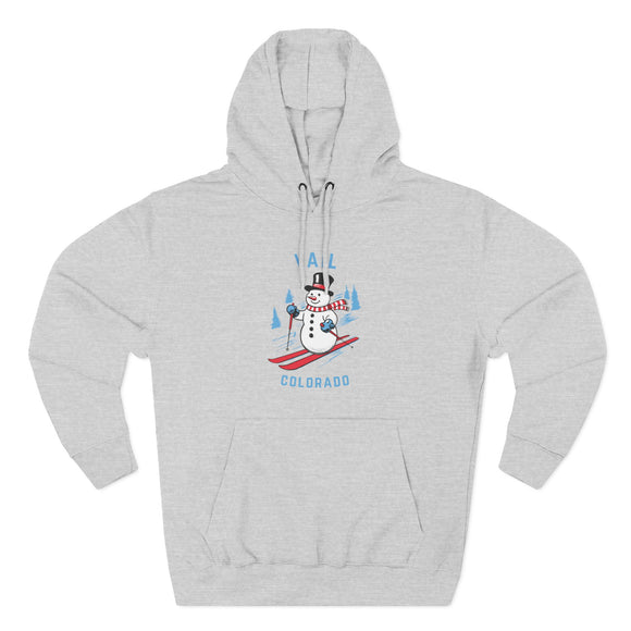 Premium Vail, Colorado Skiing Snowman Hoodie