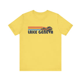 Buy maize-yellow Lake Geneva, Wisconsin T Shirt - Retro Jetski PWC Graphic Tee