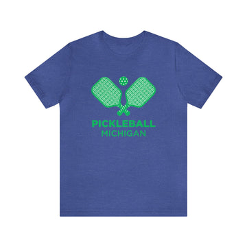 Buy heather-true-royal Michigan Pickleball T-Shirt - Unisex Michigan Shirt